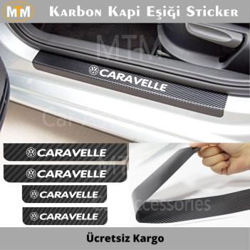 Volkswagen Caravelle Karbon Kapı Eşiği Sticker (4 Adet)