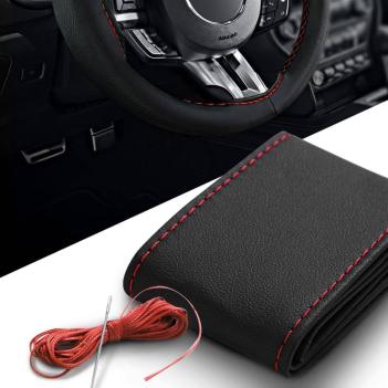 Carmind Siyah Dikmeli Direksiyon Kılıfı Kırmızı Dikişli