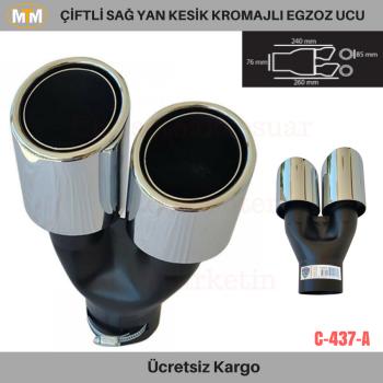 Carmind Çiftli Sağ Yan Kesik Kromajlı Egzoz Ucu C437-A