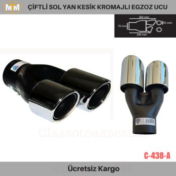 Carmind Çiftli Sol Yan Kesik Kromajlı Egzoz Ucu C438-A
