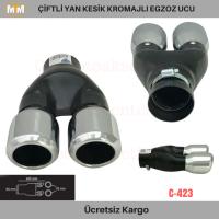 Carmind Çiftli Yan Kesik Kromajlı Egzoz Ucu C-423
