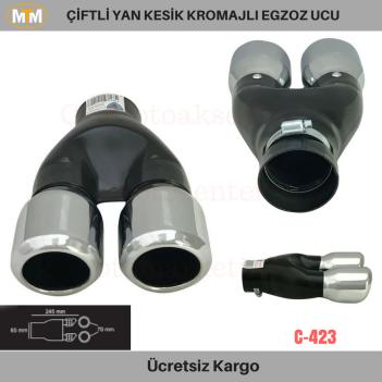 Carmind Çiftli Yan Kesik Kromajlı Egzoz Ucu C-423
