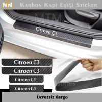 Citroen C3 Karbon Kapı Eşiği Sticker (4 Adet)