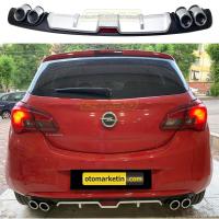 Opel Corsa E Çift Egzoz Görünümlü Difüzör Gri