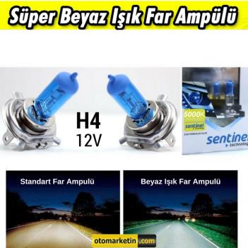 Sentinel H4 Beyaz Işık Ampul 12V 5000K