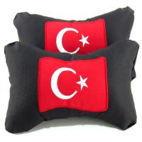 Türk Bayrağı Deri Boyun Yastığı 2 li