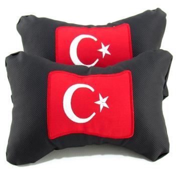 Türk Bayrağı Deri Boyun Yastığı 2 li