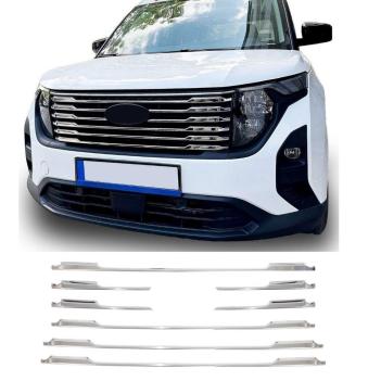 Ford Courier Uyumlu Krom Ön Panjur Çıtası 2024- (8 Parça)