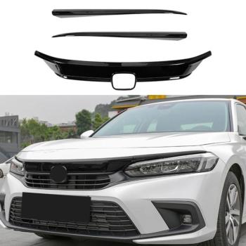 Honda Civic FE1 Ön Panjur Kaplama Piano Black 3 parça 2022-