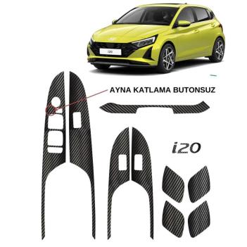 Hyundai İ20 İç Trim Karbon Folyo Kaplama Set (Ayna Katlama Butonsuz)