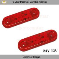 9 LED Parmak Lamba Kırmızı 12-24V (1 Adet)