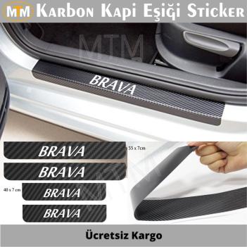 Fiat Brava Karbon Kapı Eşiği Sticker (4 Adet)