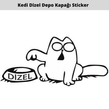 Kedi Depo Kapağı Oto Sticker (Dizel)