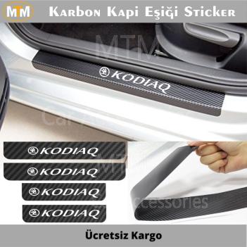 Skoda Kodiaq Karbon Kapı Eşiği Sticker (4 Adet)