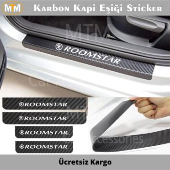 Skoda Roomstar Karbon Kapı Eşiği Sticker (4 Adet)