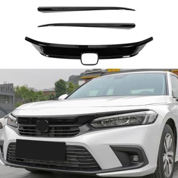 Honda Civic FE1 Ön Panjur Kaplama Piano Black 3 parça 2022-