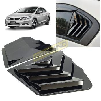 Honda Civic FB7 Uyumlu Kelebek Cam Kaplama Vizörü Piano Black 2012-2015