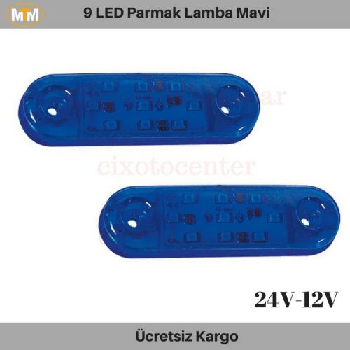 9 LED Parmak Lamba Mavi 12-24V (1 Adet)