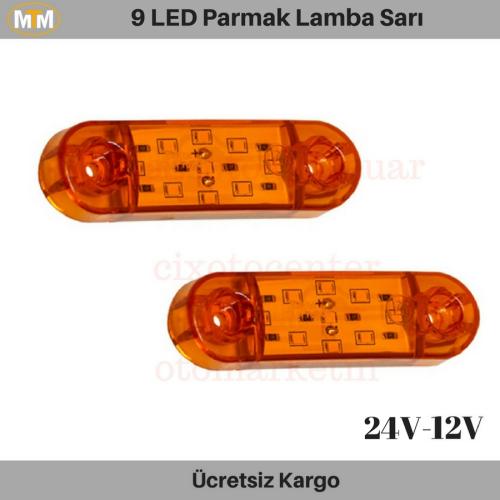 9 LED Parmak Lamba Sarı 12-24V (1 Adet)