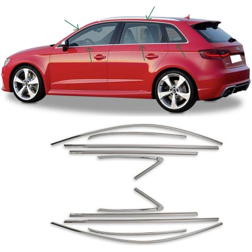 Audi A3 HB Krom Cam Çerçevesi Set 2013-2020 (10 Parça)