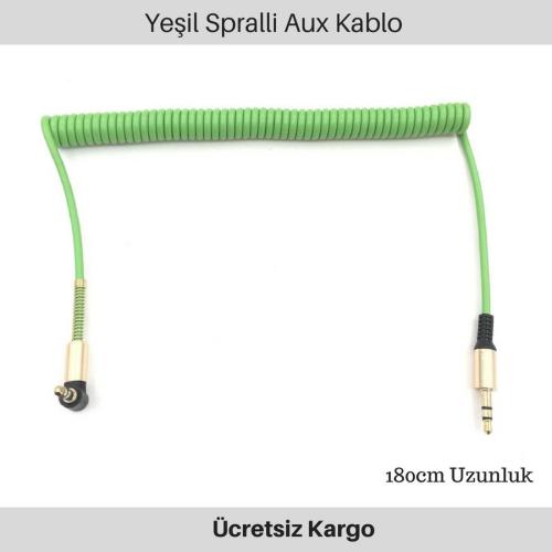 Aux Stereo Yeşil Akordiyon Kablo 150 cm