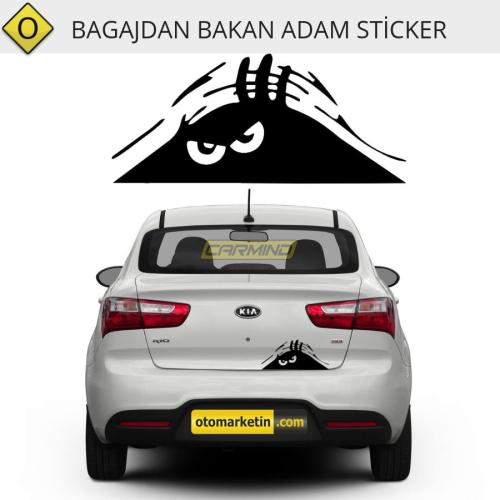 Bagajdan Bakan Sinirli Adam Sticker (17cm-Siyah)