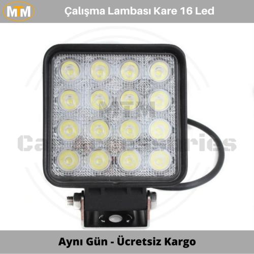 Çalışma Lambası Kare 16 Led 12V 24V