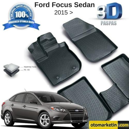 Ford Focus Sedan 3D Havuzlu Paspas 2015-2018