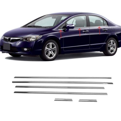 Honda Civic FD6 Uyumlu Krom Cam Çıtası 2006-2011 (6 Parça)