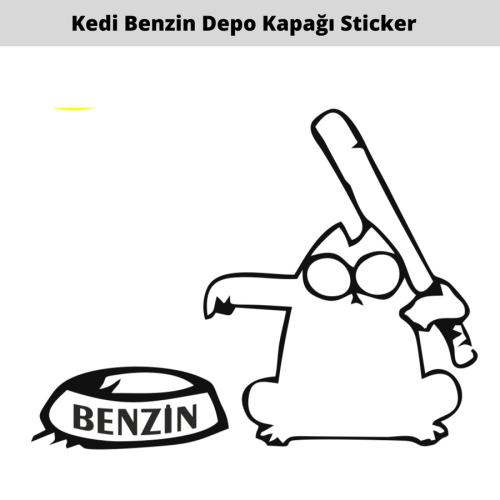 Kedi Sopalı Depo Kapağı Oto Sticker (Benzin)