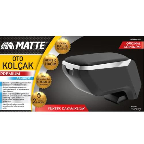 Matte Premium Sürgülü Oto Kolçak Siyah Gri