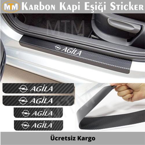 Opel Agila Karbon Kapı Eşiği Sticker (4 Adet)