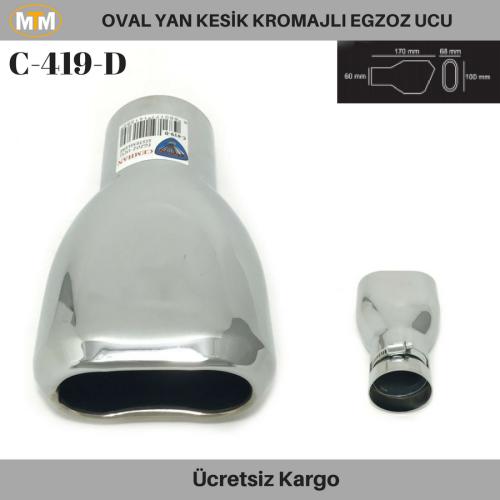 Carmind Oval Yan Kesik Kromajlı Egzoz Ucu C-419D