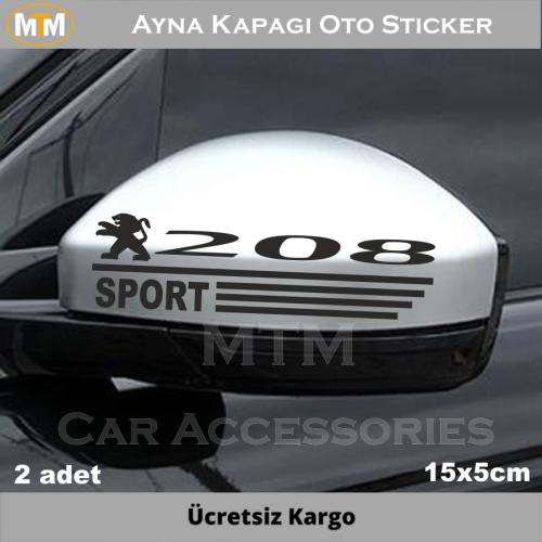 Peugeot 208 Ayna Kapağı Oto Sticker (2 Adet)