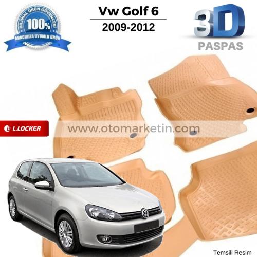 Volkswagen Golf 6 3D Bej Havuzlu Paspas