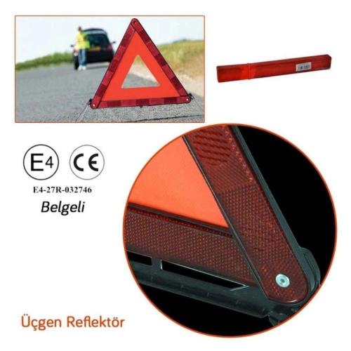 Araç Uyarı İkaz Üçgen Reflektör Metal Ayaklı Kutulu 1 Adet