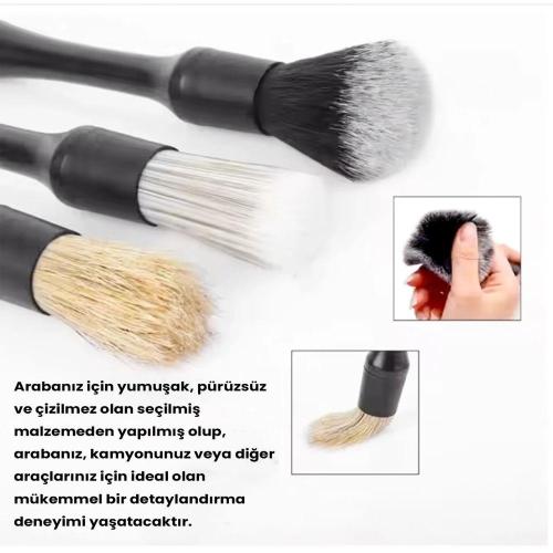 Carmind Oto Detay Temizlik Fırçası Seti Premium 3 Parça