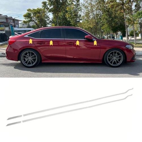 Honda Civic Fe1 uyumlu Krom Cam Alt Çıtası 2021- (8 Parça)
