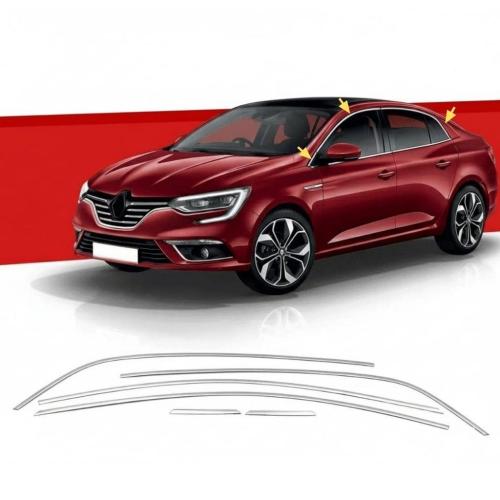 Renault Megane 4 Sedan Krom Üst Cam Çıtası 2016-2025 (6 Parça)
