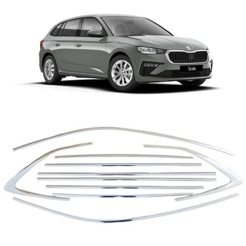 Skoda Scala Krom Cam Çerçevesi Set 2019- (10 Parça)